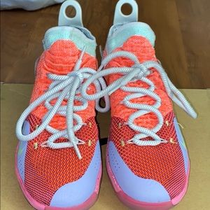 Pink,blue,purple,gray, and green sneakers